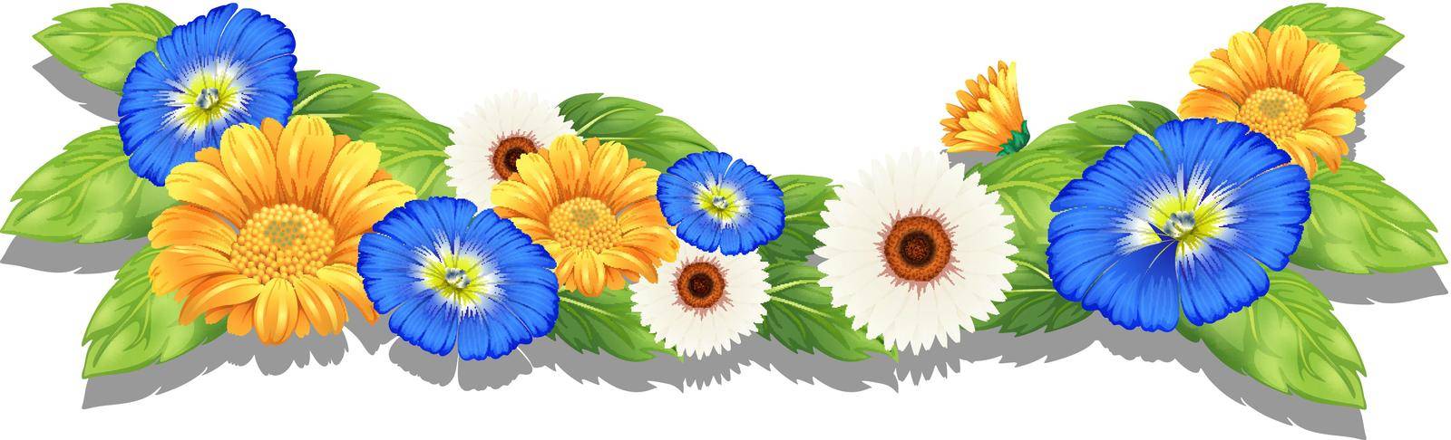 Illustration of the flowering plant with colourful flowers on a white background