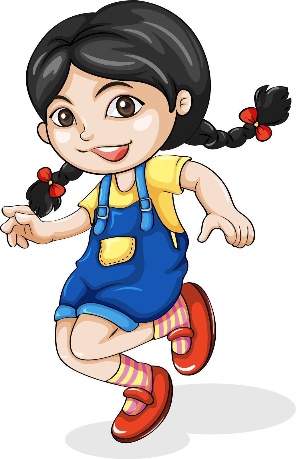 Illustration of a happy Asian girl dancing on a white background