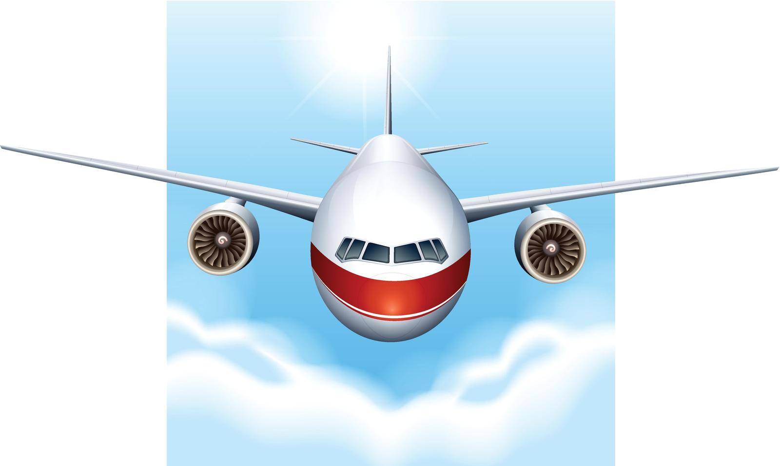 Illustration of a plane in the sky on a white background