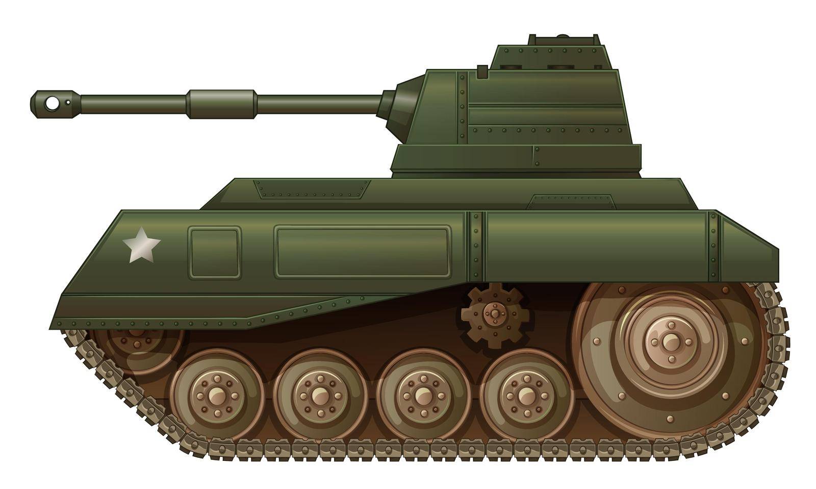 Illustration of a green military tank on a white background