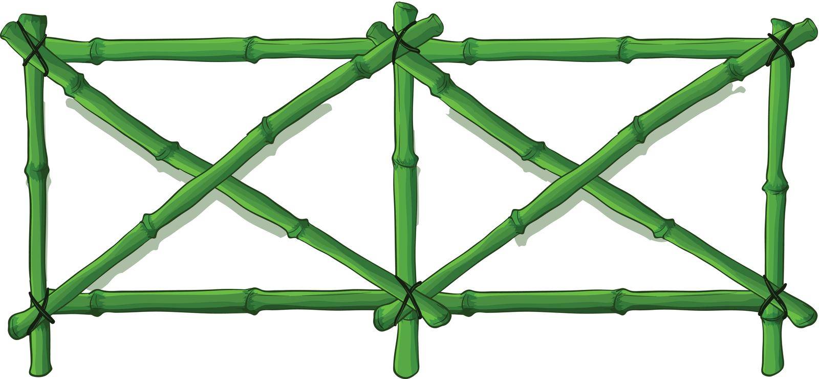 Illustration of a green bamboo fence on a white background