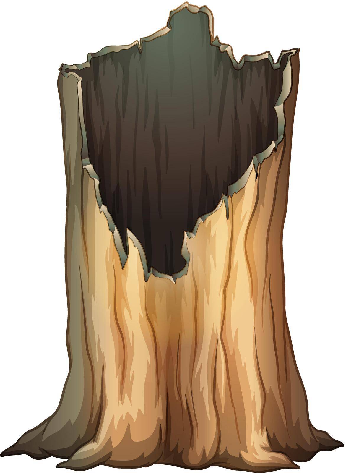 Illustration of a stump with a hollow on a white background
