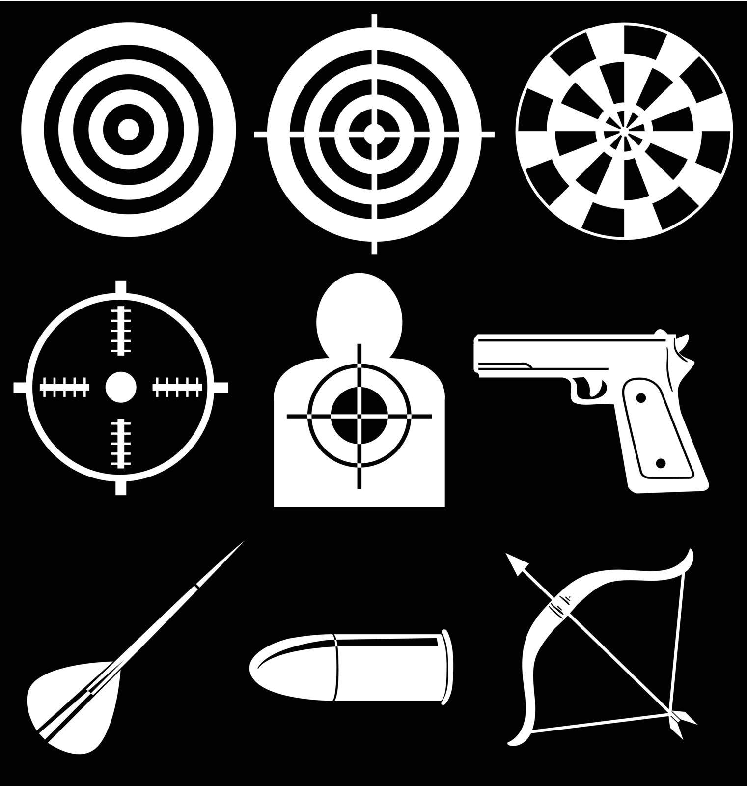 Illustration of the shooting devices on a black background