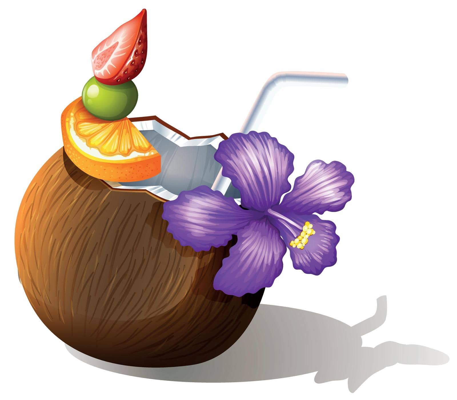 Illustration of a refreshing coconut juice on a white background