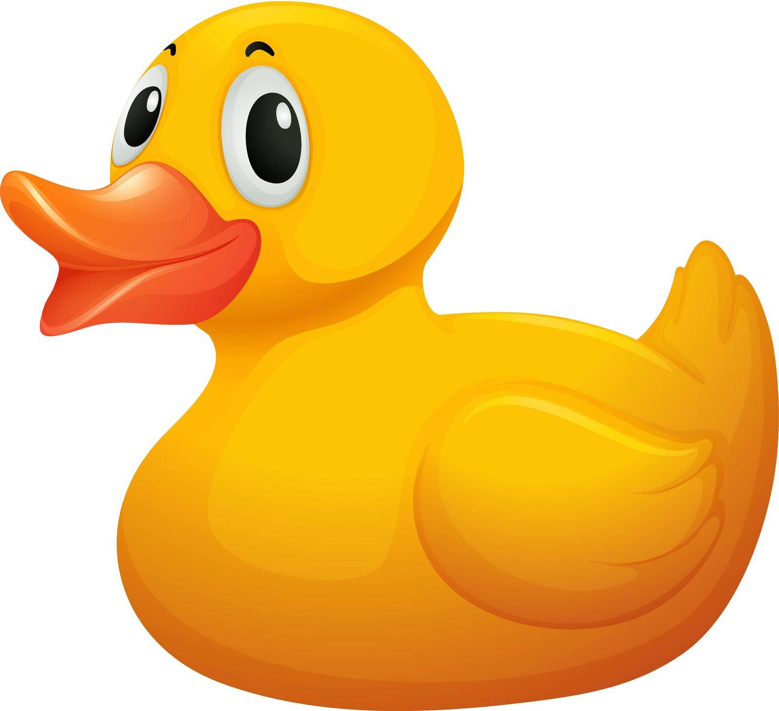 Illustration of a cute yellow rubber duck on a white background