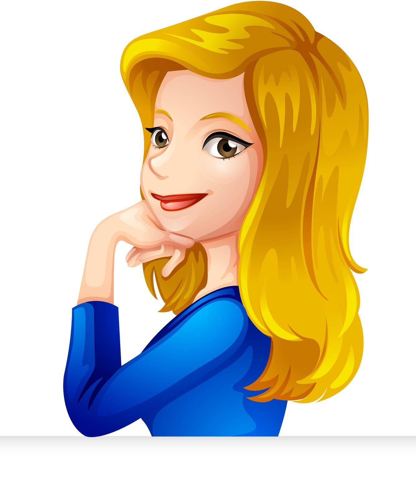 Illustration of a face of a pretty businesswoman on a white background