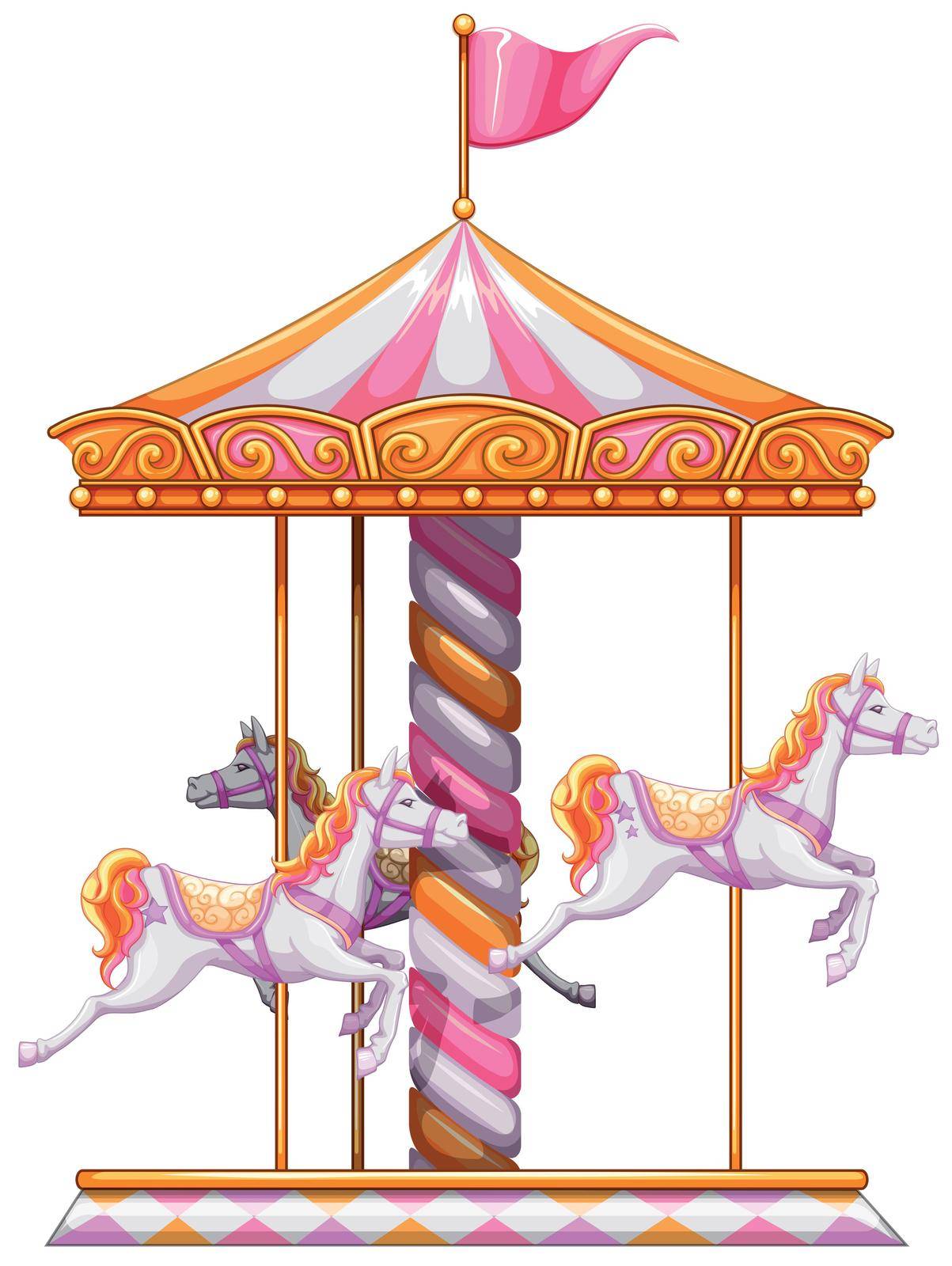 Illustration of a colourful merry-go-round on a white background
