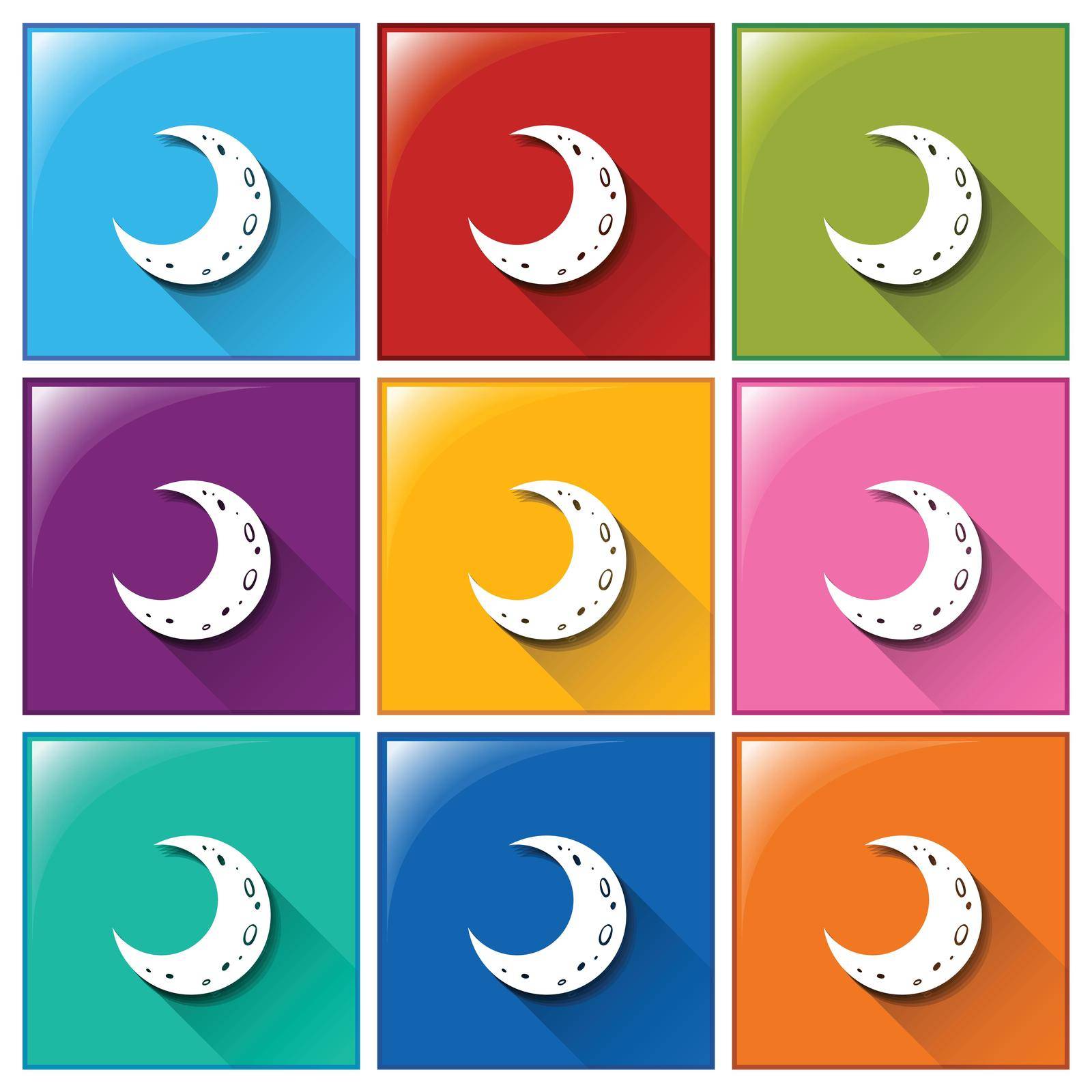 Illustration of the icons with moons on a white background