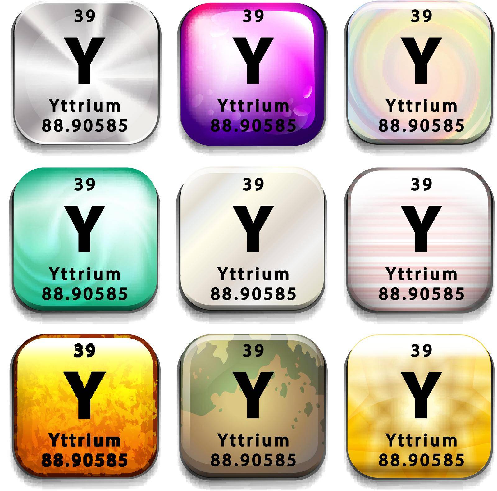 A periodic table showing the Yttrium on a white background