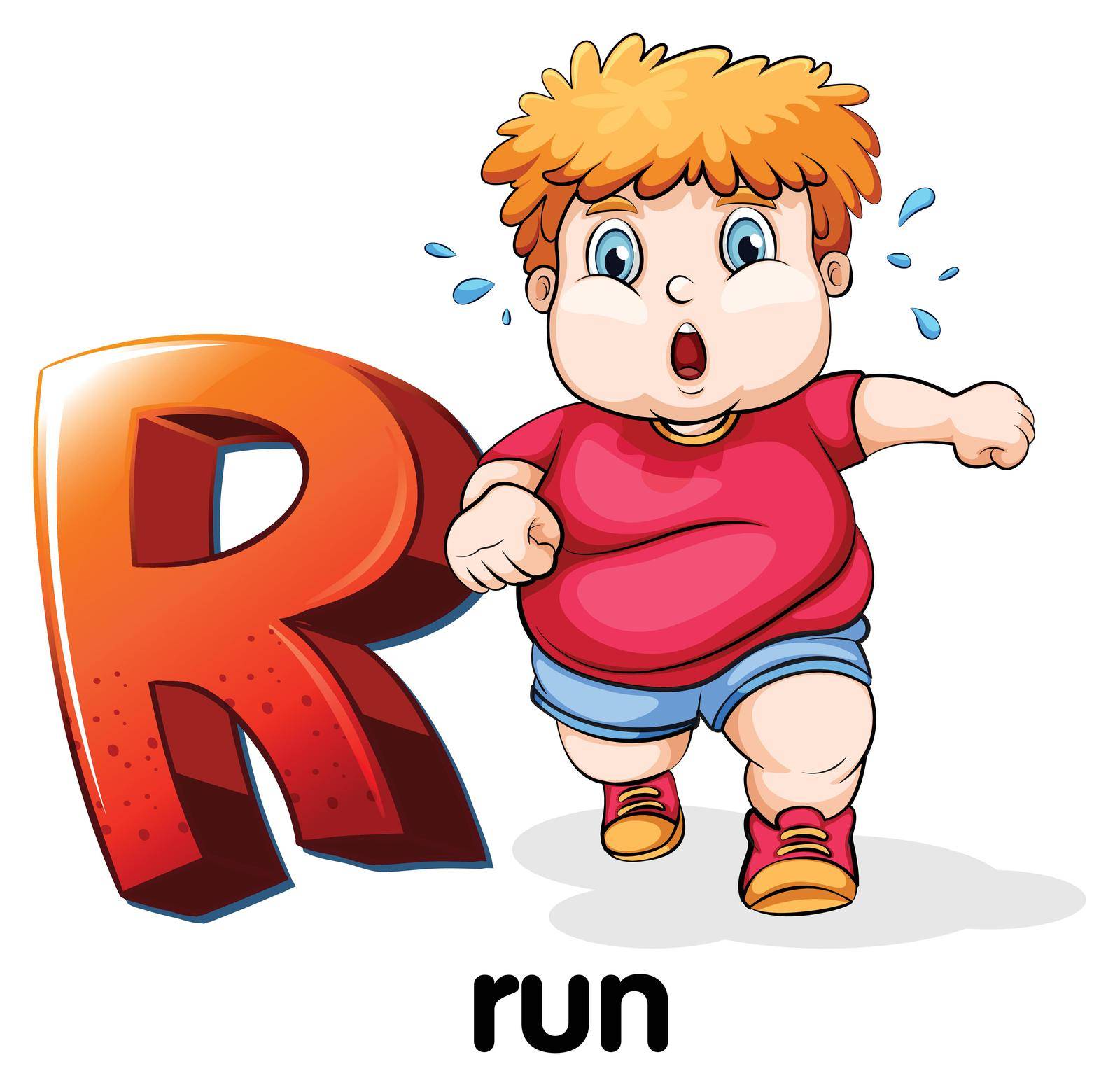 Illustration of a letter r with sample word