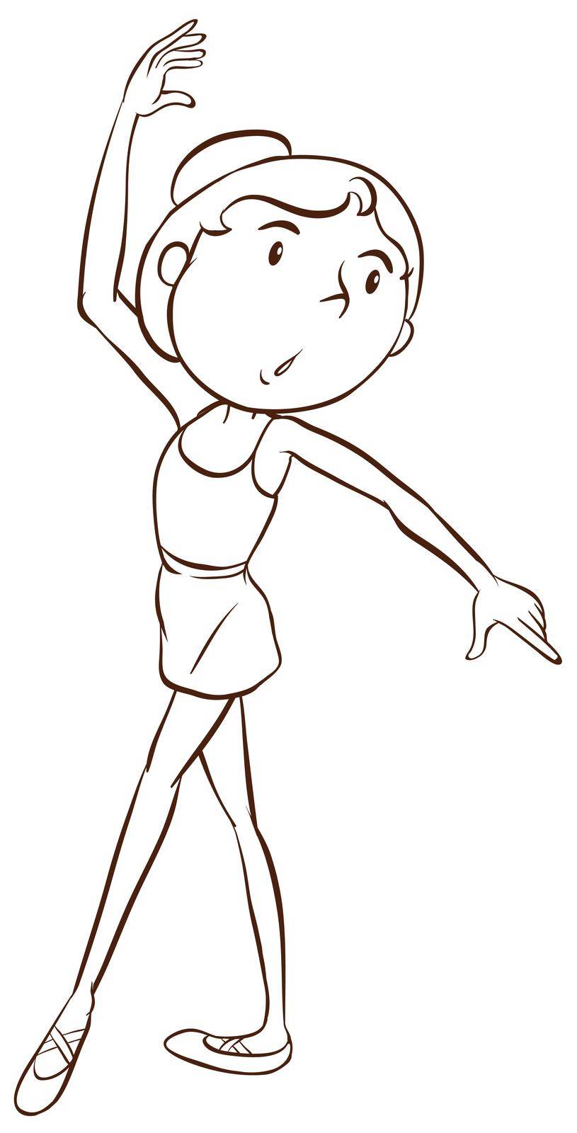 Illustration of a simple sketch of a ballet dancer on a white background