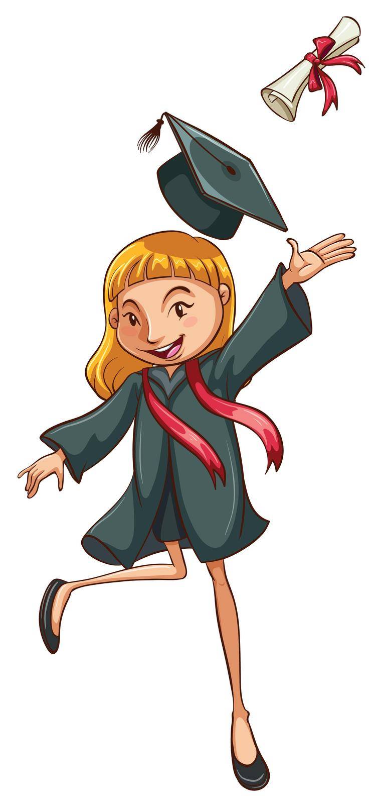 Illustration of a girl graduating with a degree