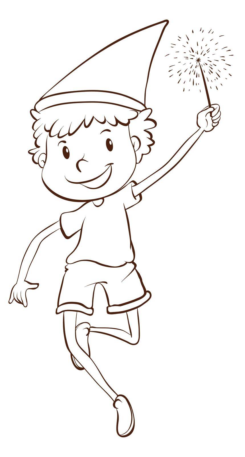 A plain drawing of a boy celebrating by iimages