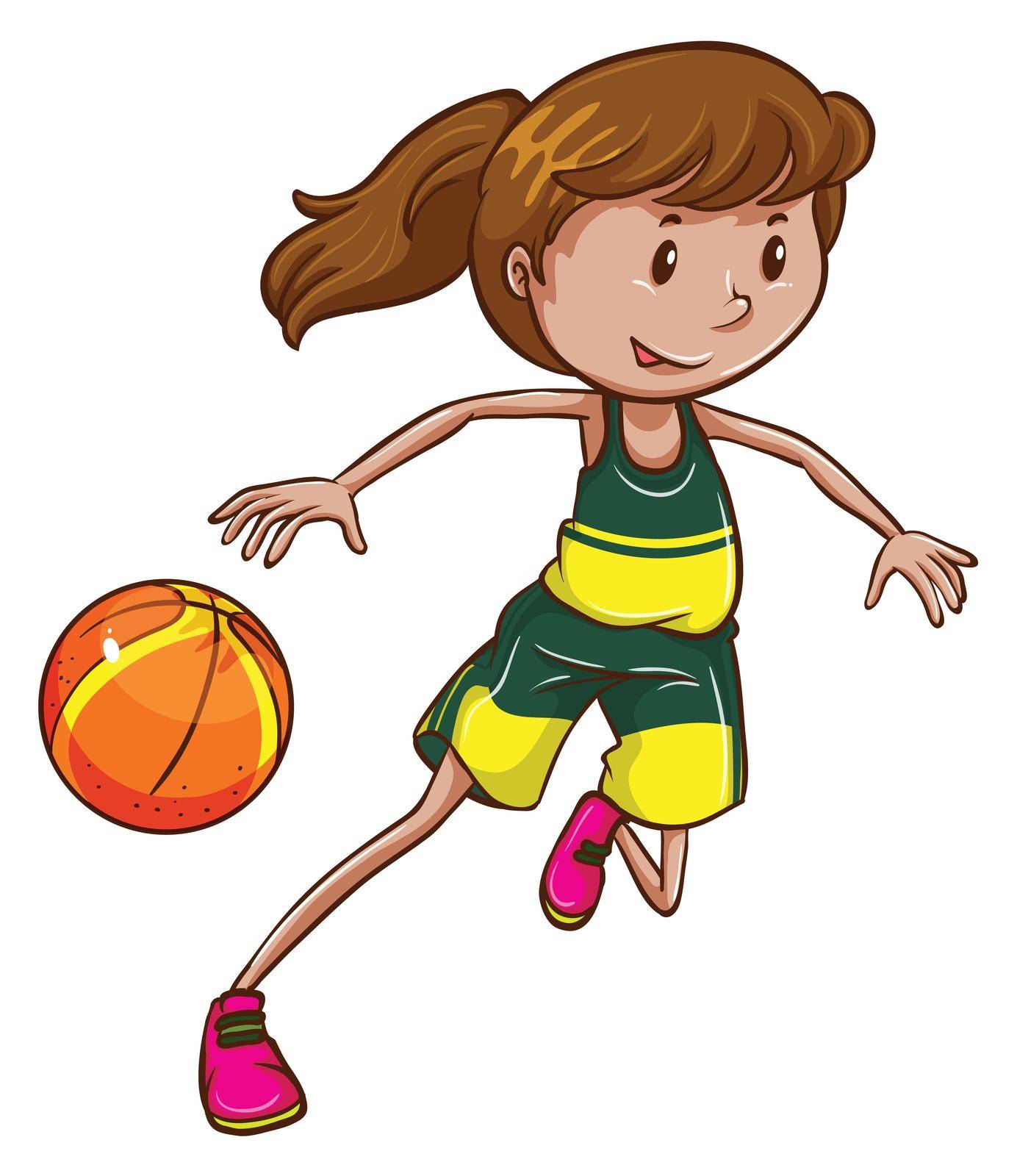 Illustration of a female basketball playeron a white background