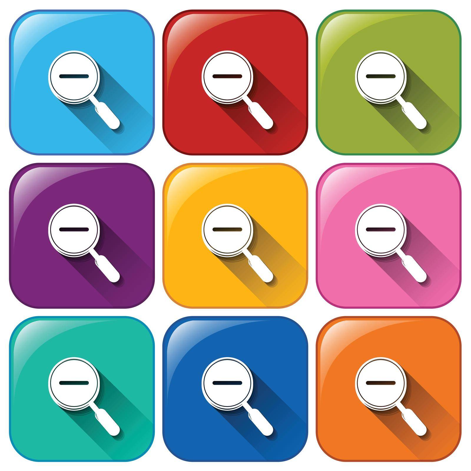 Illustration of the buttons with zoom in symbols on a white background