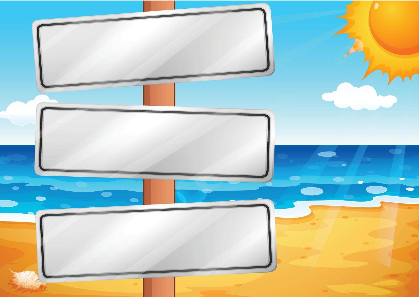 Illustration of the empty signboards at the beach