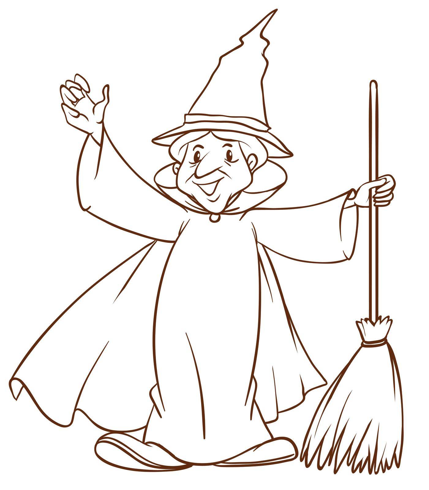 Illustration of a simple sketch of a wizard on a white background