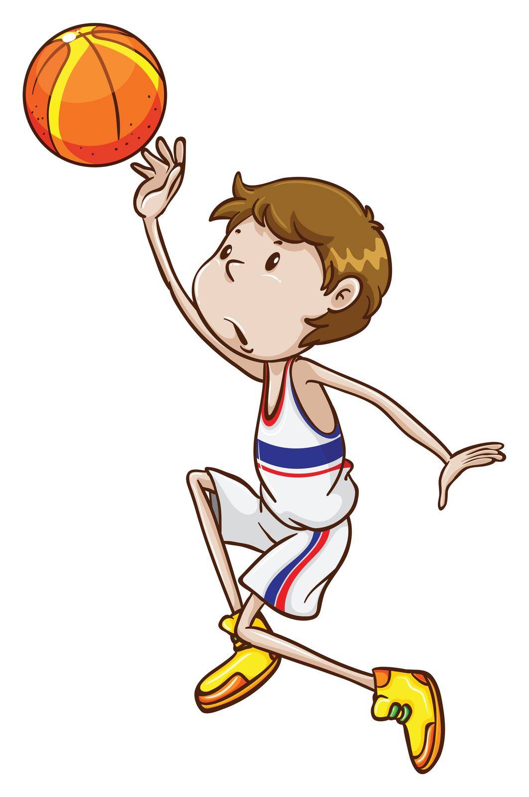 Illustration of a young basketball player on a white background