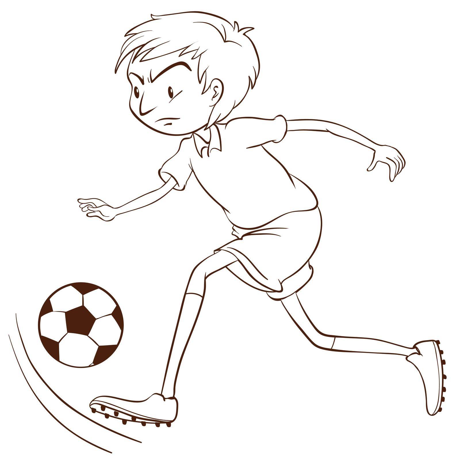 Illustration of a plain sketch of a soccer player on a white background