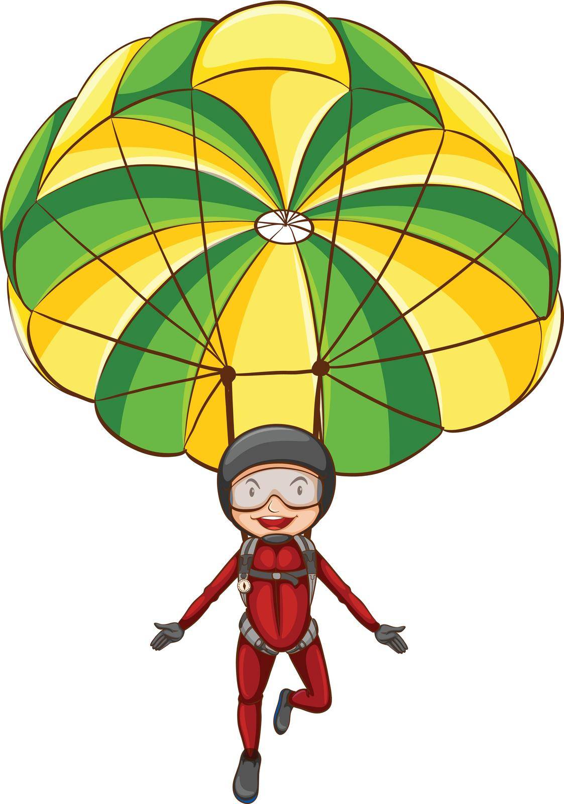 Illustration of a person parachuting in the sky