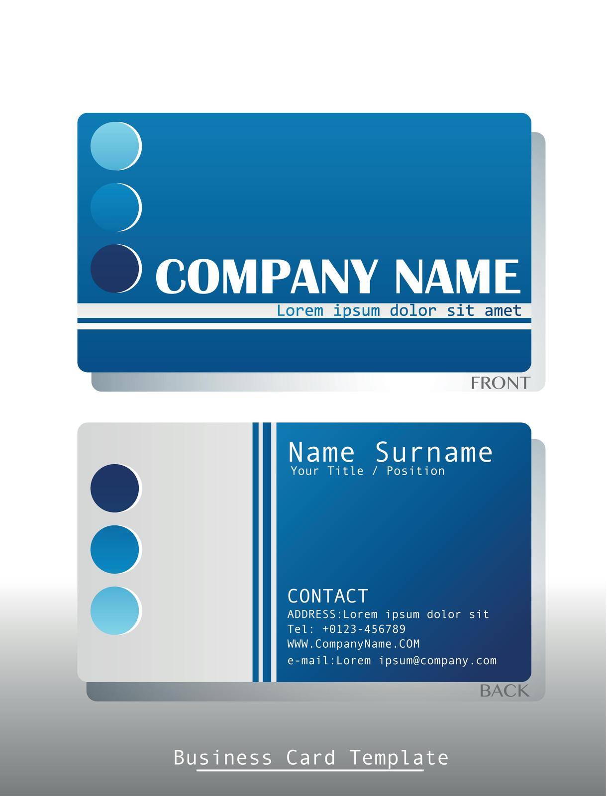 Illustration of a front and back view of a business card