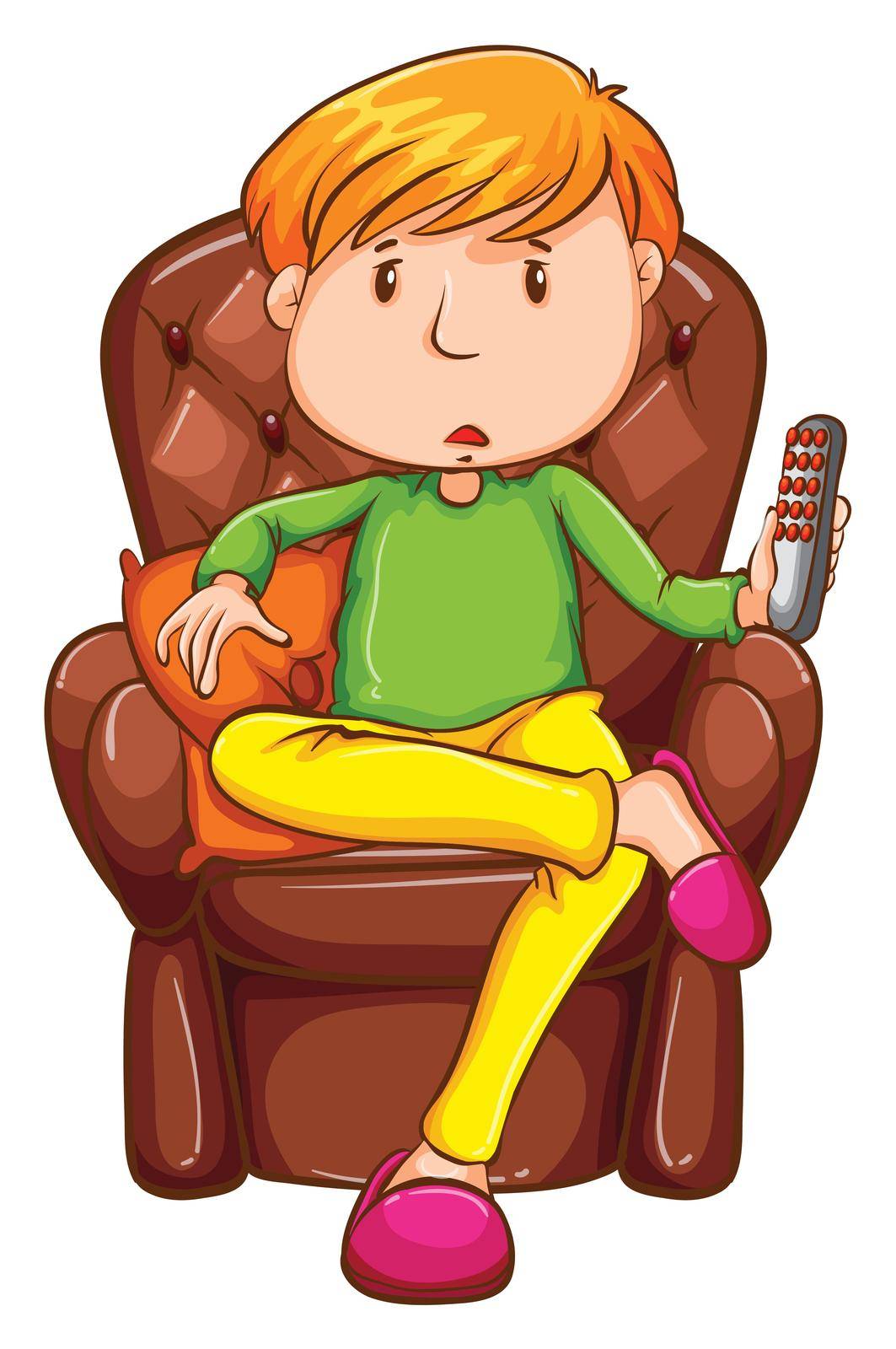 Illustration of a man sitting with a remote