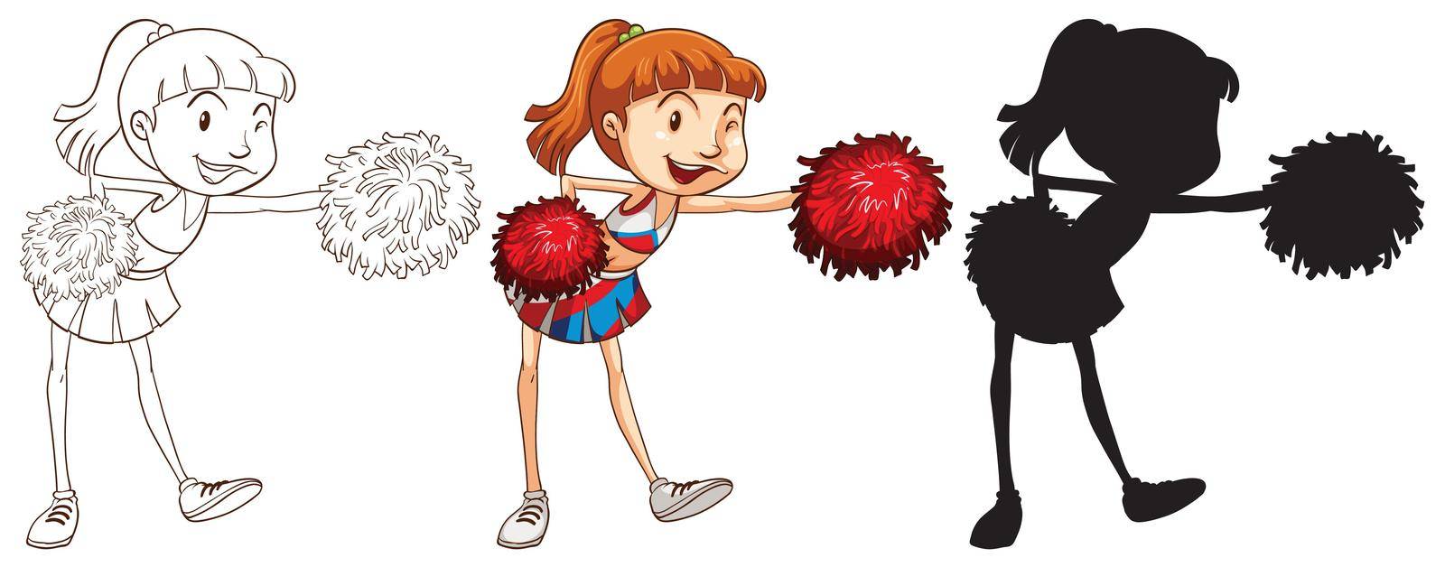 Illustration of different drawing of a cheerleader