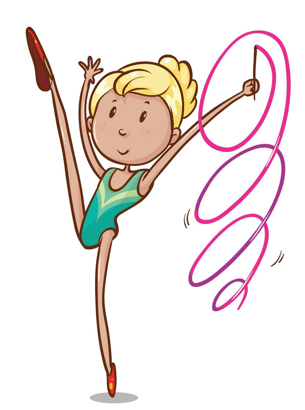 Illustration of a simple sketch of a gymnast on a white background