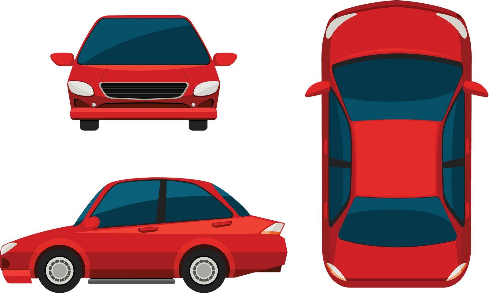 Illustration of different view of a red car
