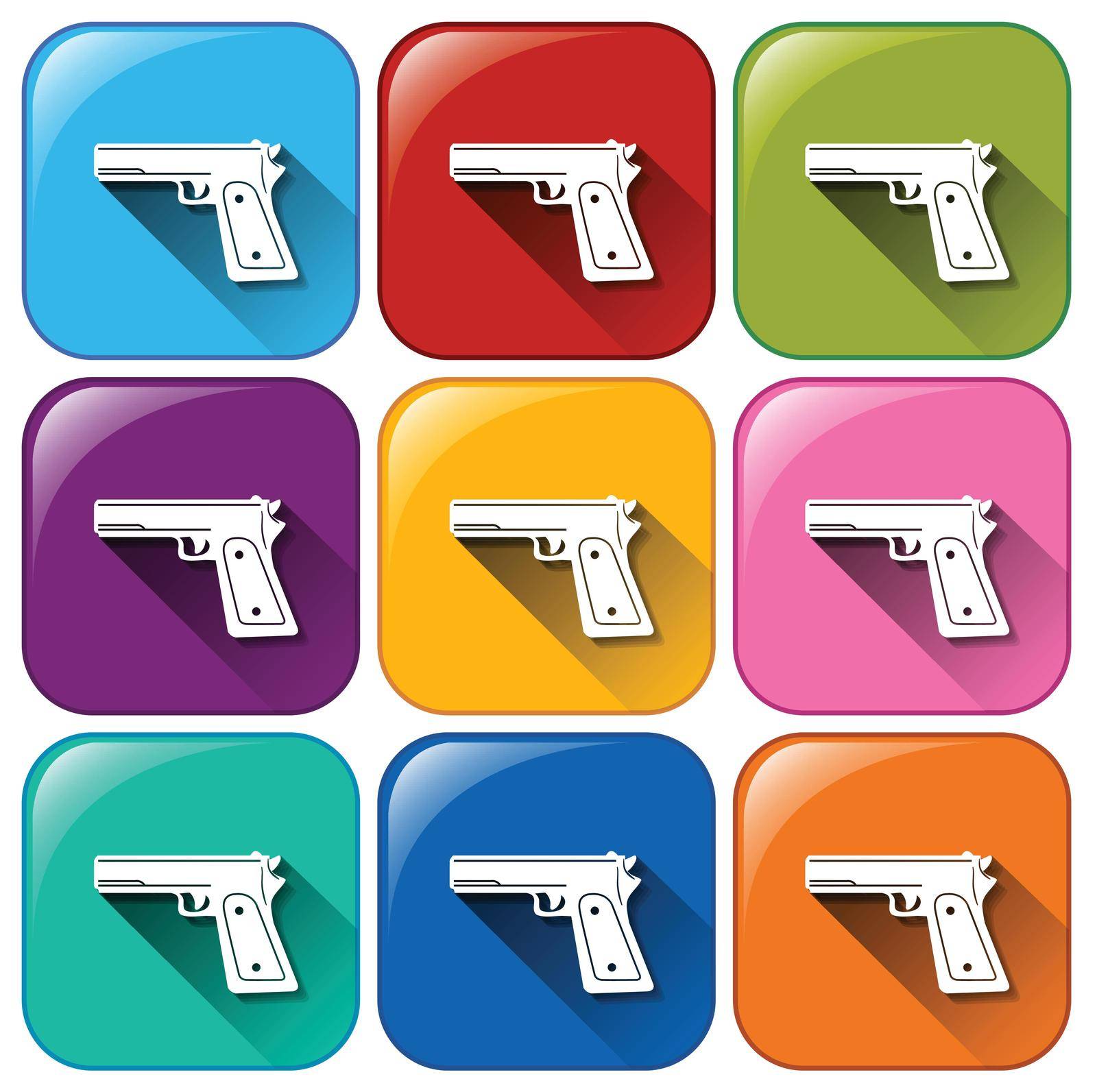 Illustration of different color gun icons