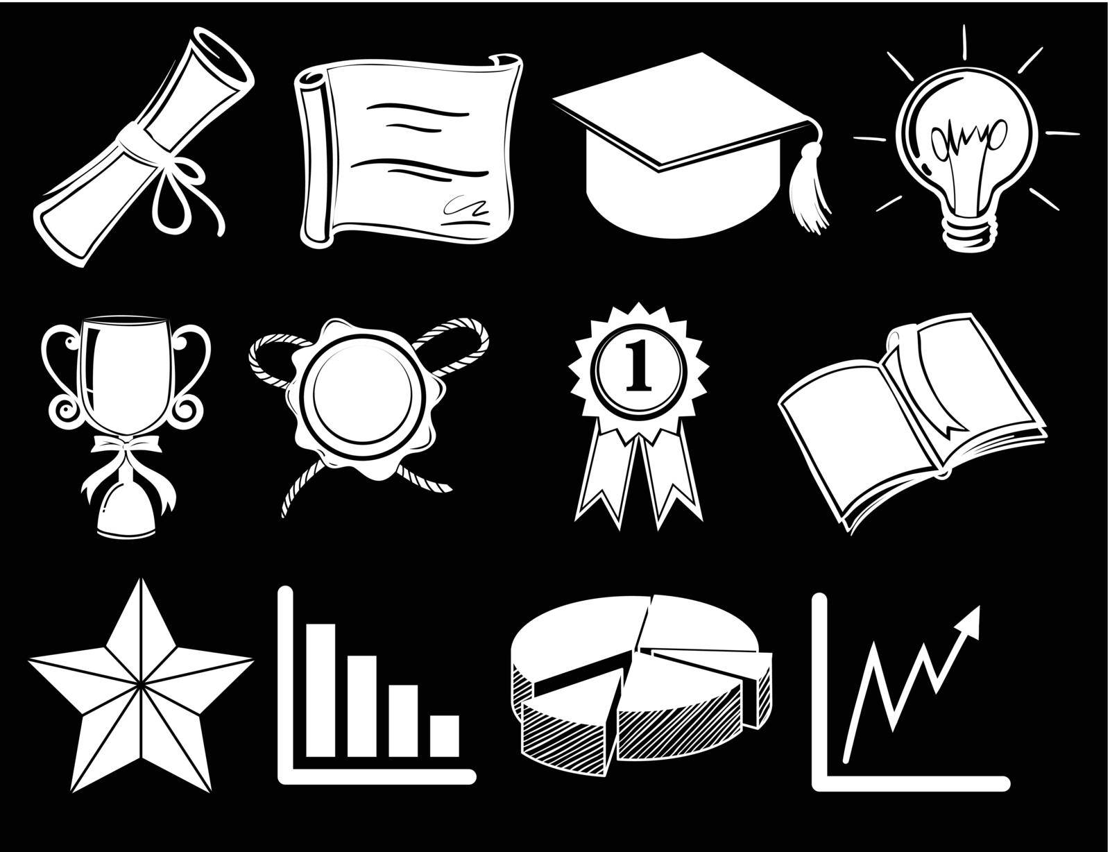 Illustration of the different things showing success on a black background
