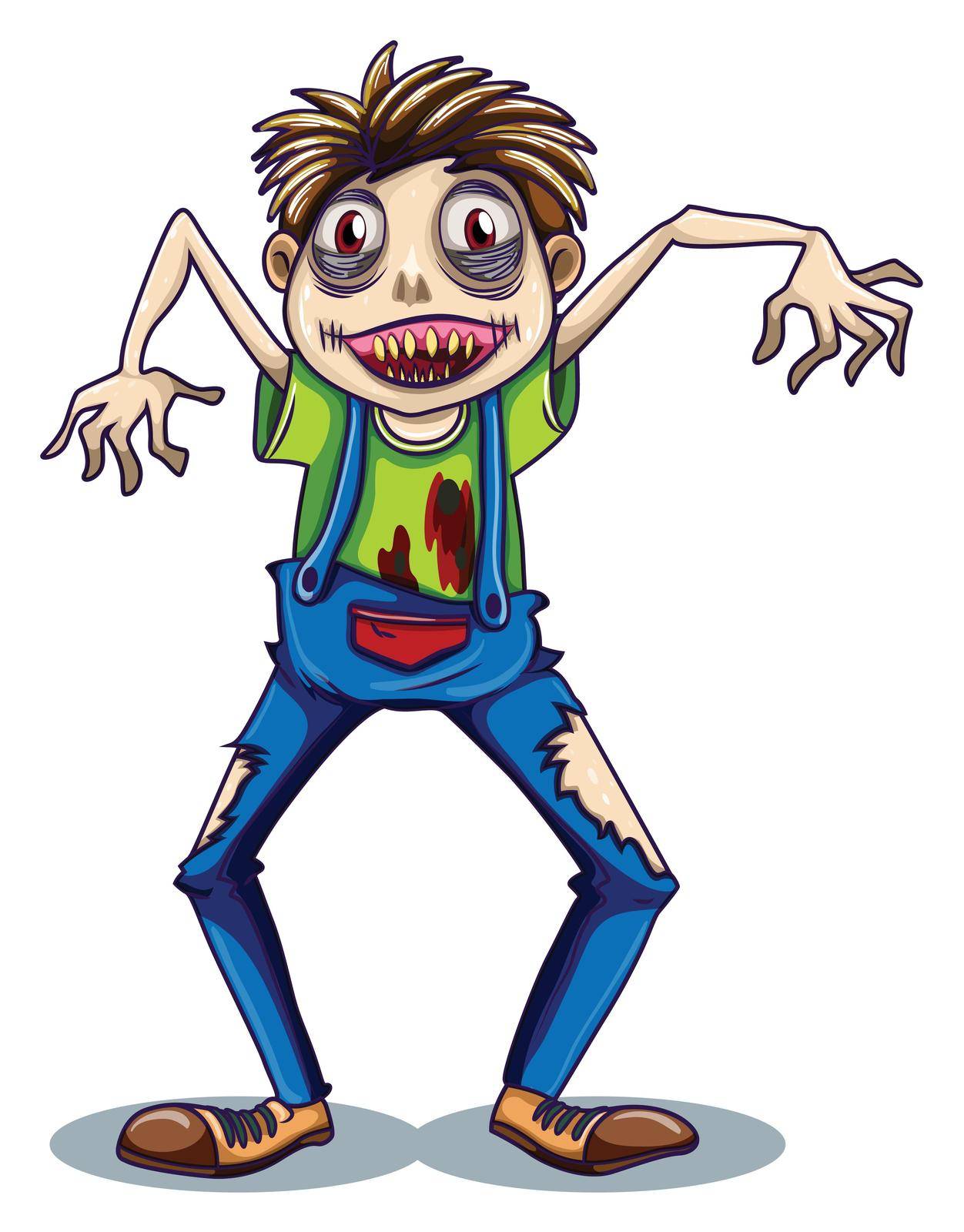 Illustration of a male zombie on a white background