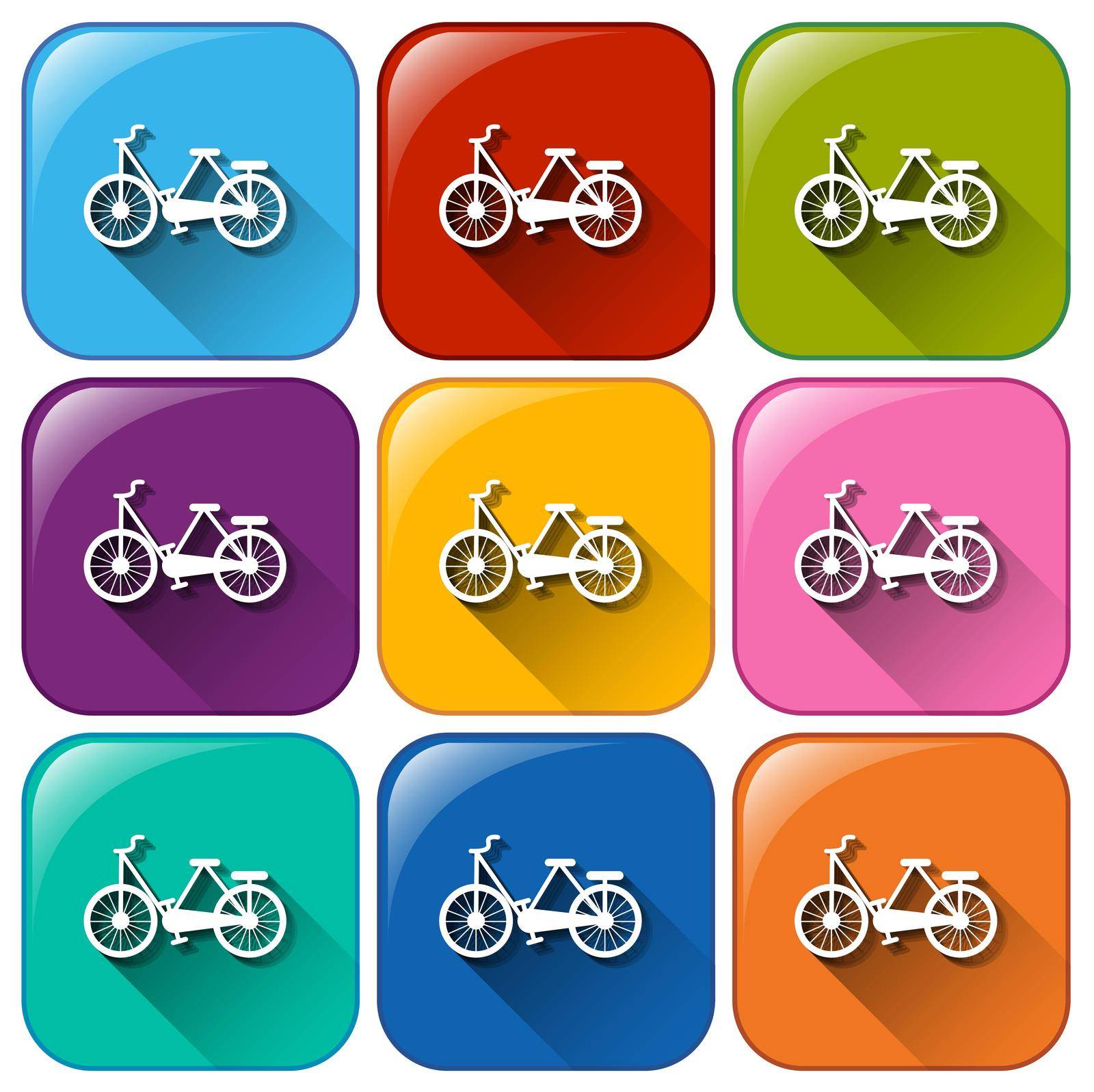 Buttons with pushbikes on a white background