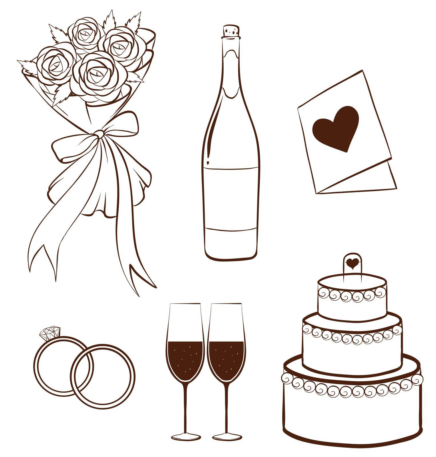 Illustration of a set of things for wedding