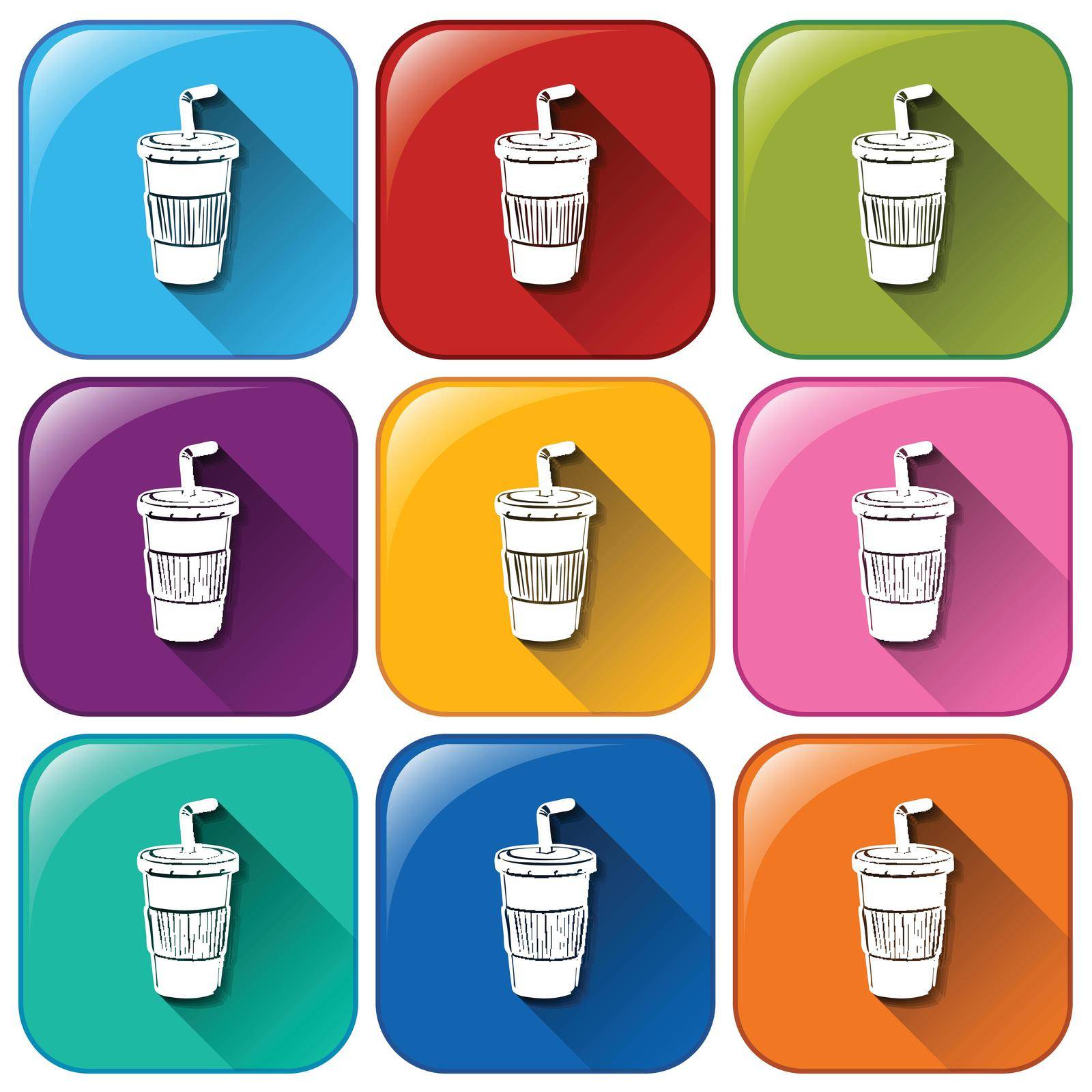 Illustration of different color drink icons