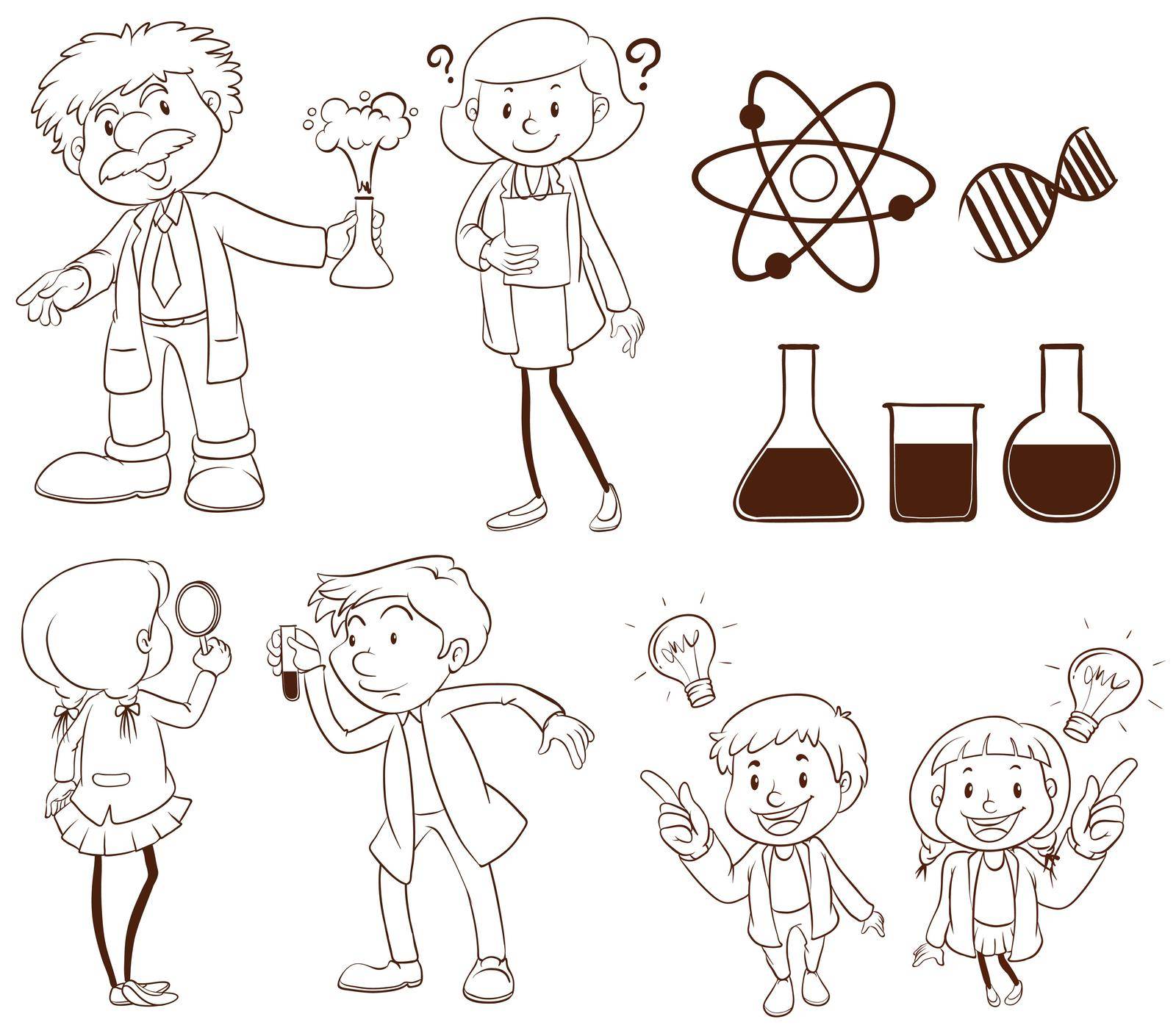 Illustration of scientists and labs