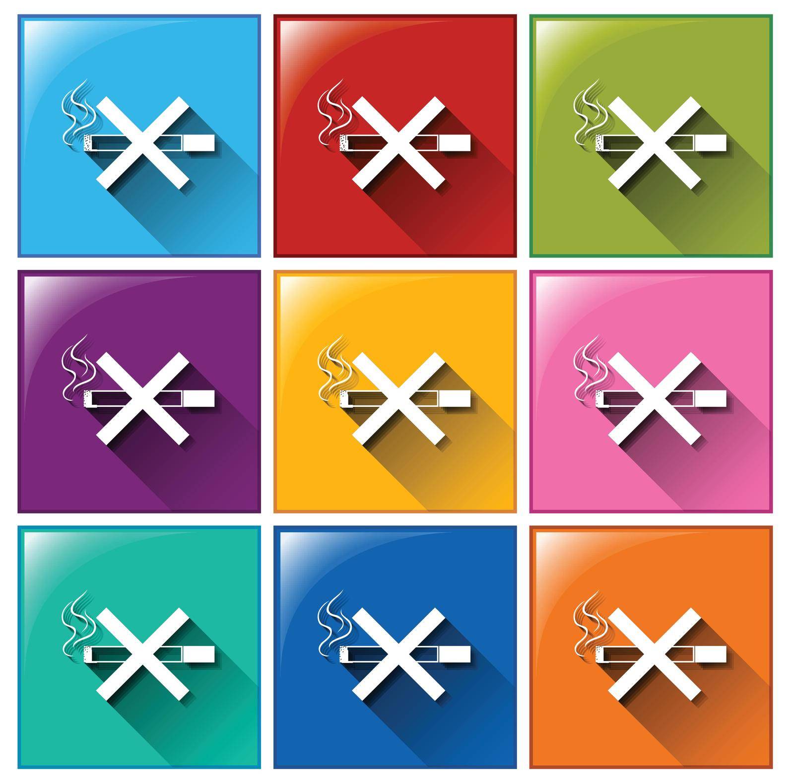 Buttons with no smoking signs on a white background