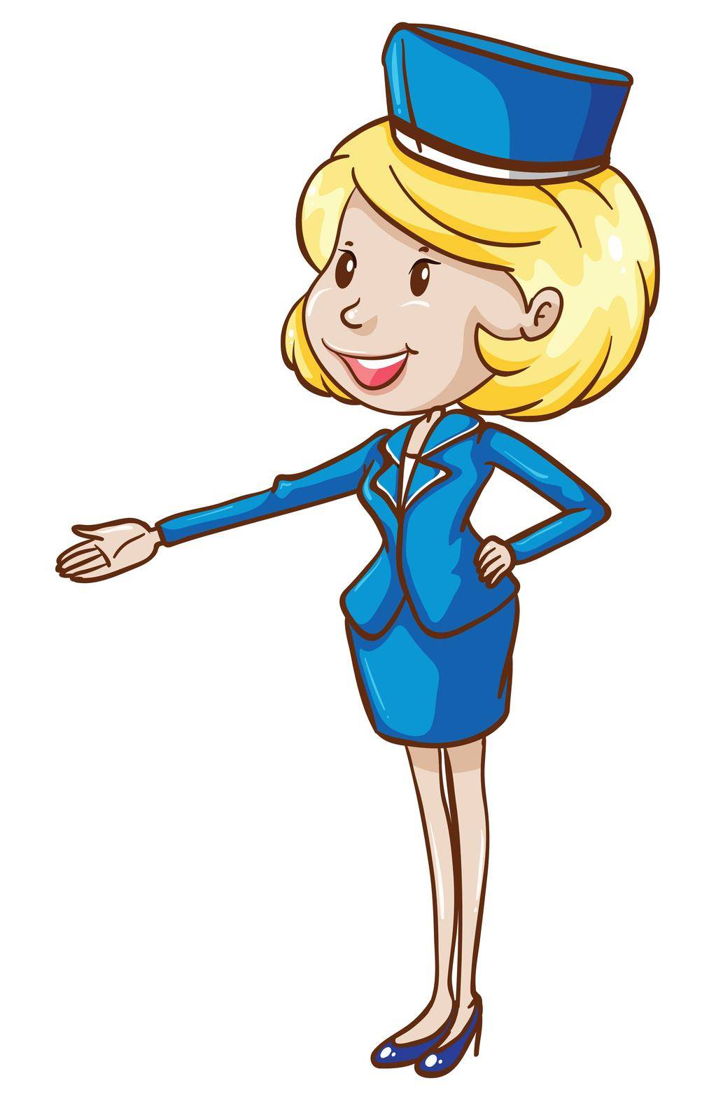Illustration of a simple sketch of a flight attendant on a white background