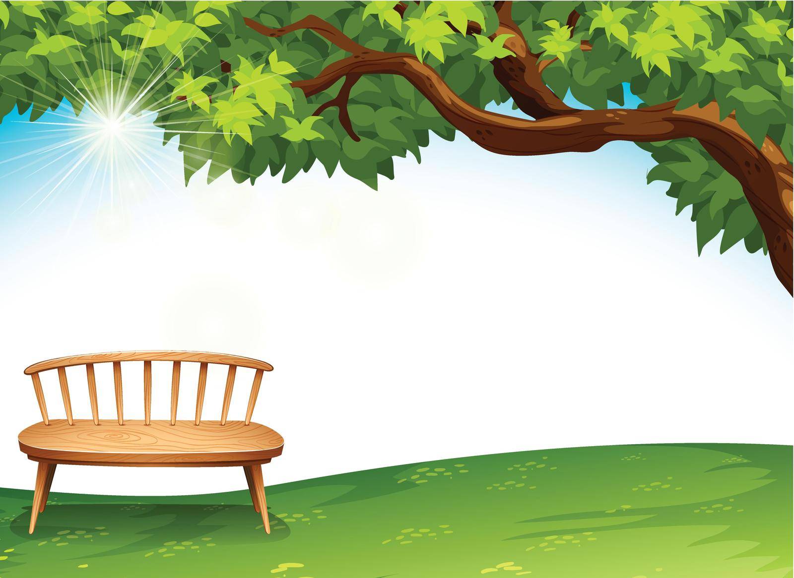 Illustration of a chair near the tree