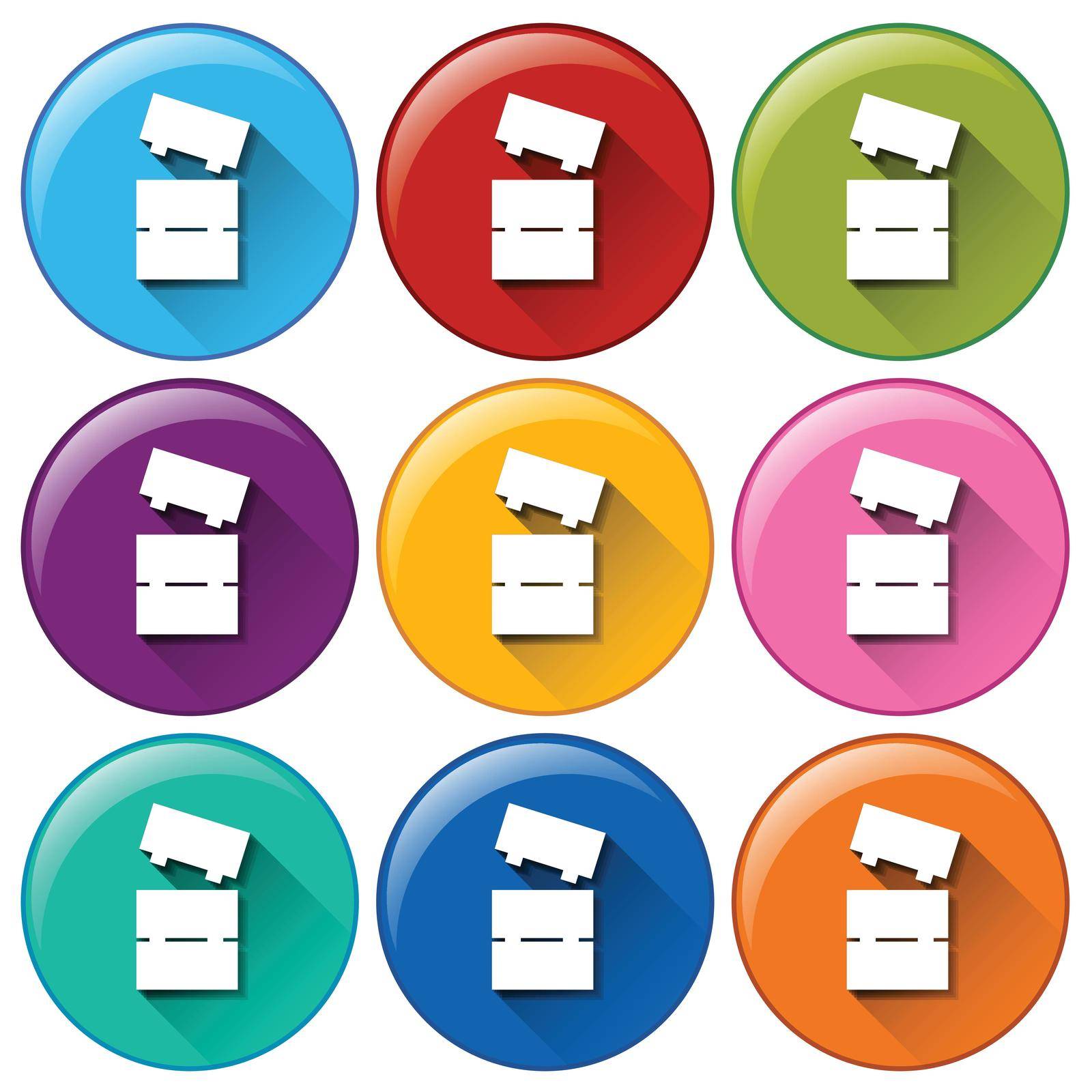 Buttons with toy blocks on a white background