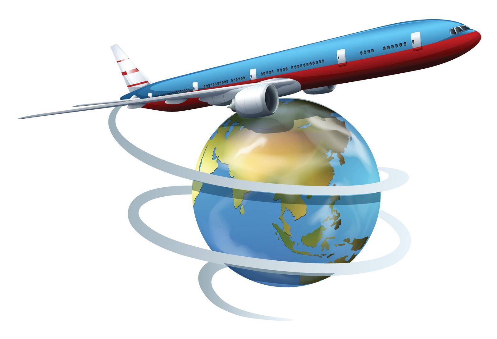 A plane travelling around the globe by iimages