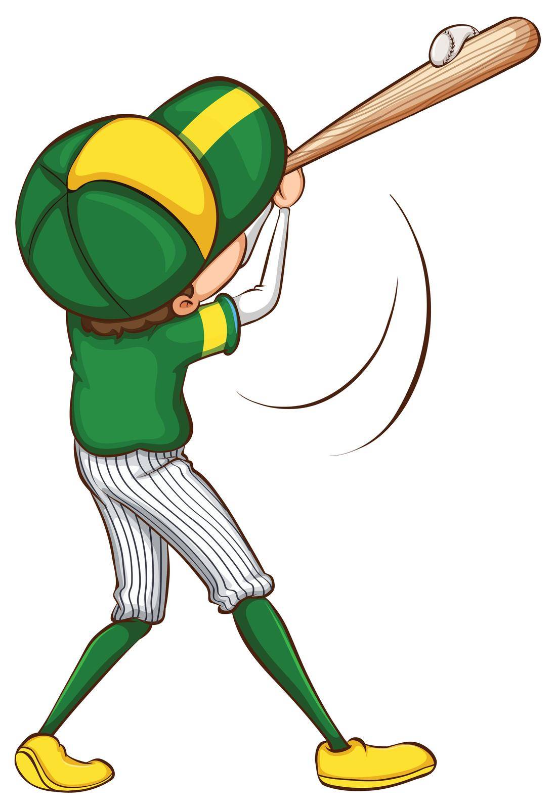 A sketch of a baseball player in green uniform by iimages