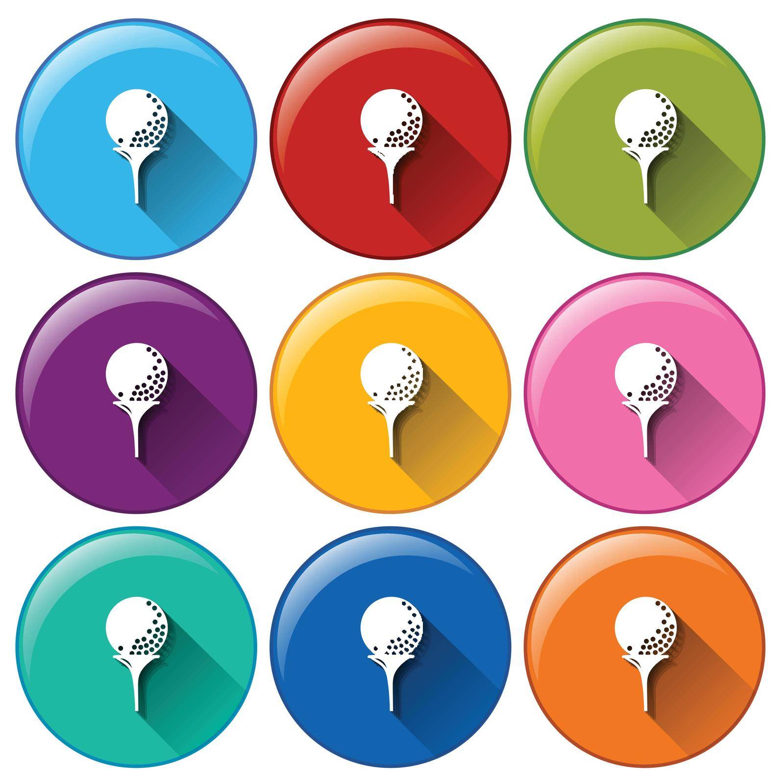 Illustration of a set of golf icons