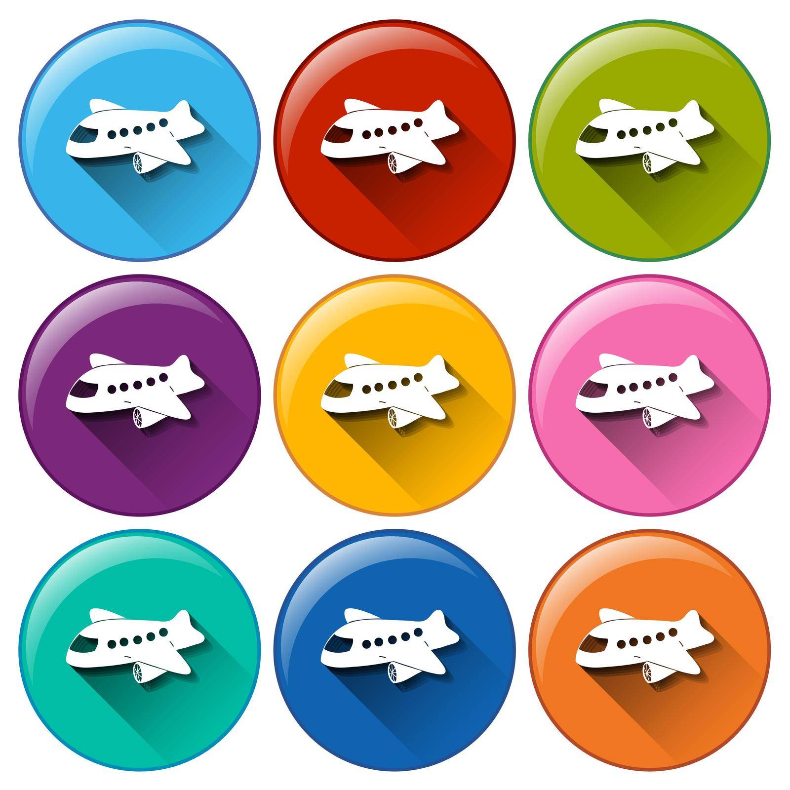 Illustration of many colors airplane icons