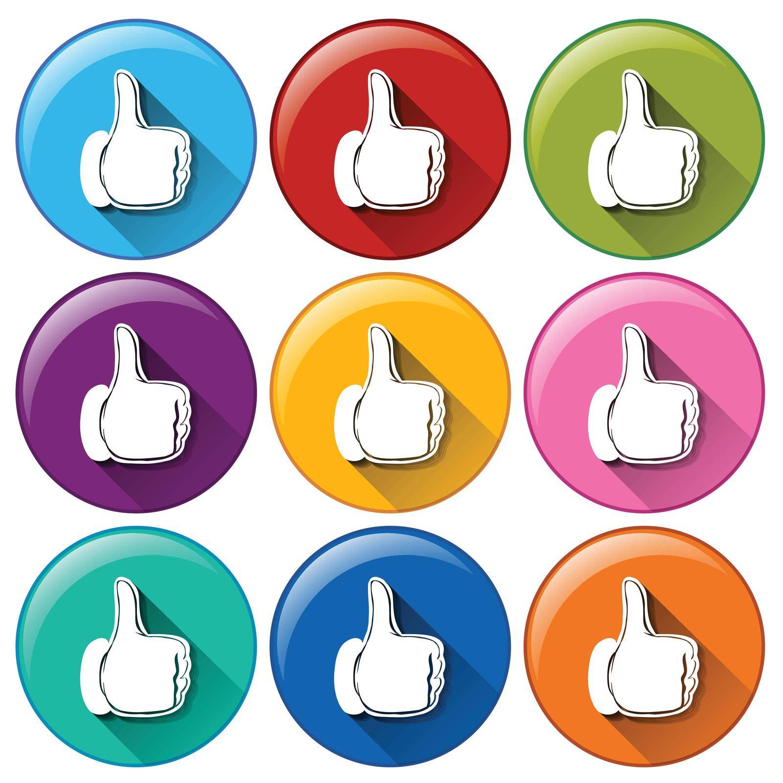 Illustration of the round icons with approval sign on a white background