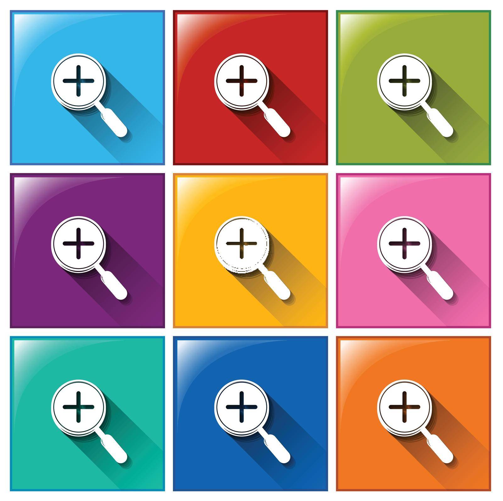 Illustration of different color plus icons