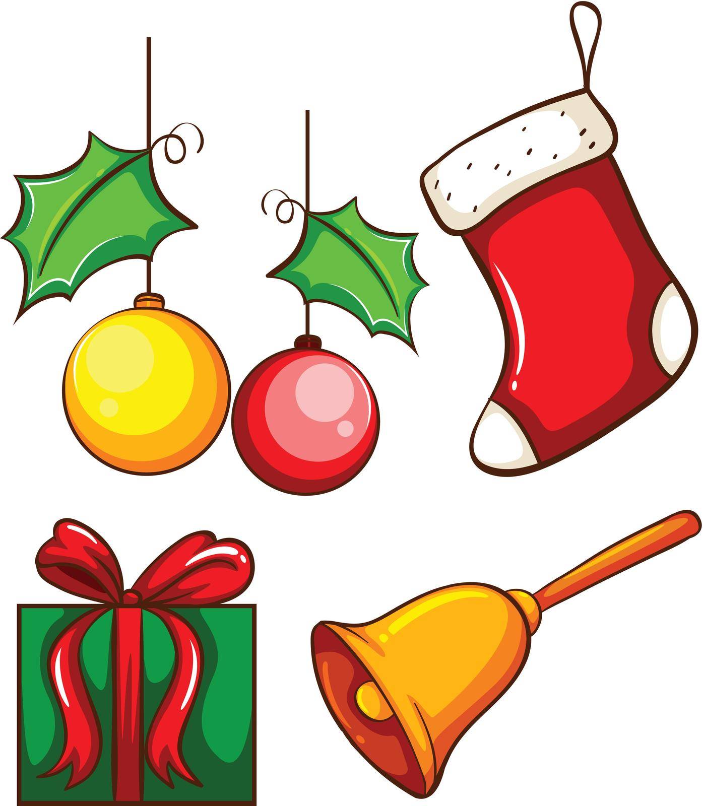 Illustration of the christmas decorations on a white background