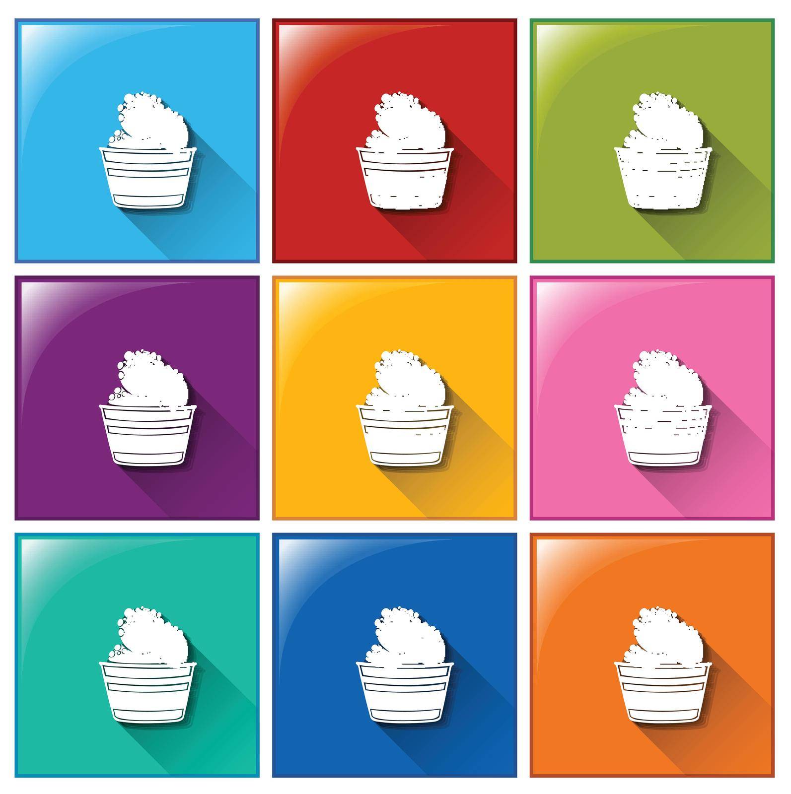 Illustration of the icons with icecream on a white background