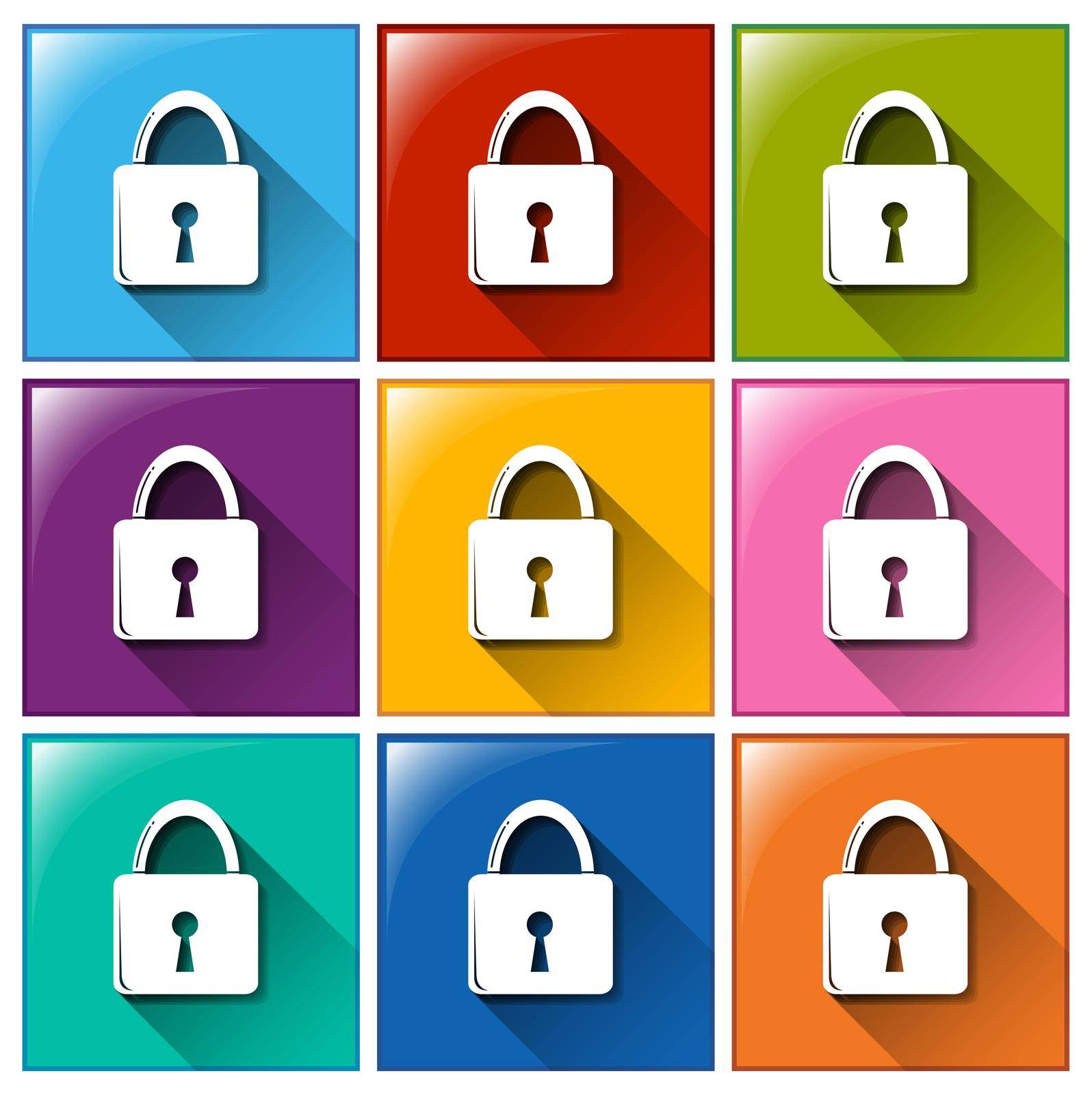 Illustration of different color lock icons