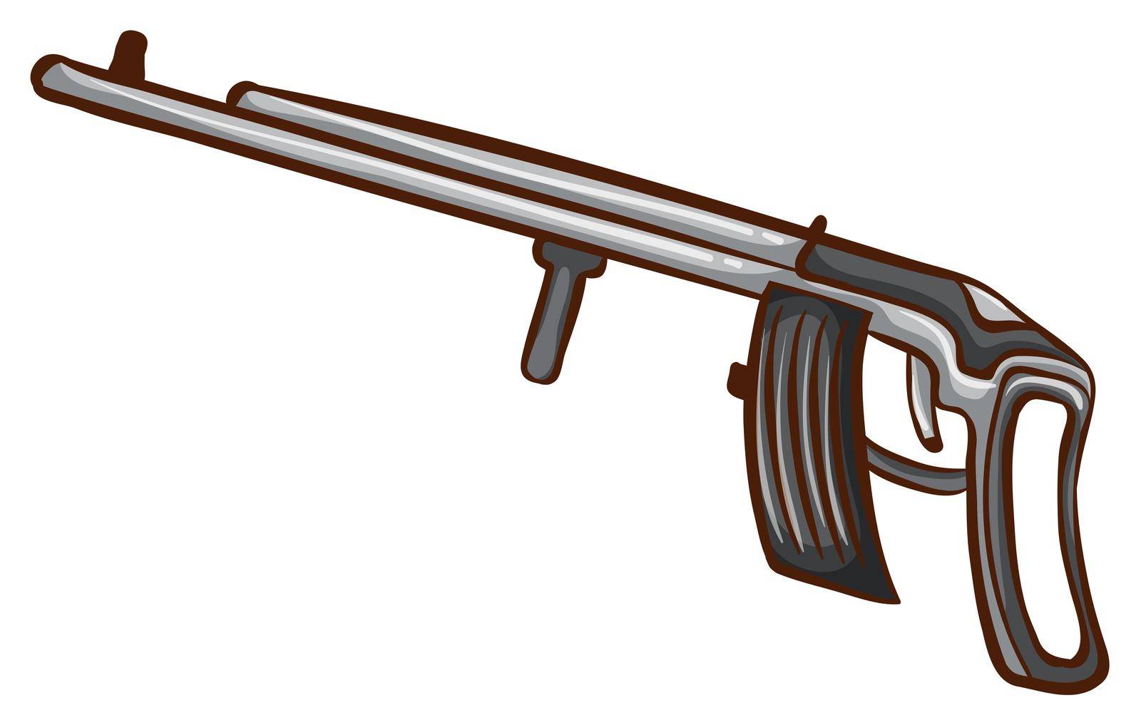 Illustration of a simple sketch of a soldier's gun on a white background